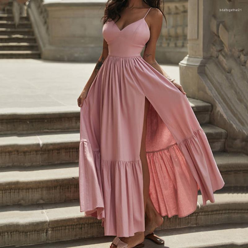 Casual Dresses Women Sexy V-neck Sling Long Dress Elegant Crossover Tie-up Split Beach Summer Sleeveless Waist Solid Party, 01 pink
Casual Dresses Women Sexy V-neck Sling Long Dress Elegant Crossover Tie-up Split Beach Summer Sleeveless Waist Solid Party, 01 pink
