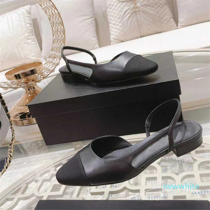 2023 Summer Beach Sandals designer shoes Casual fashion 100% original leather shoes Thick heel Heels lady Flat Work Women Dress SHoes Large size 3541--42 With box