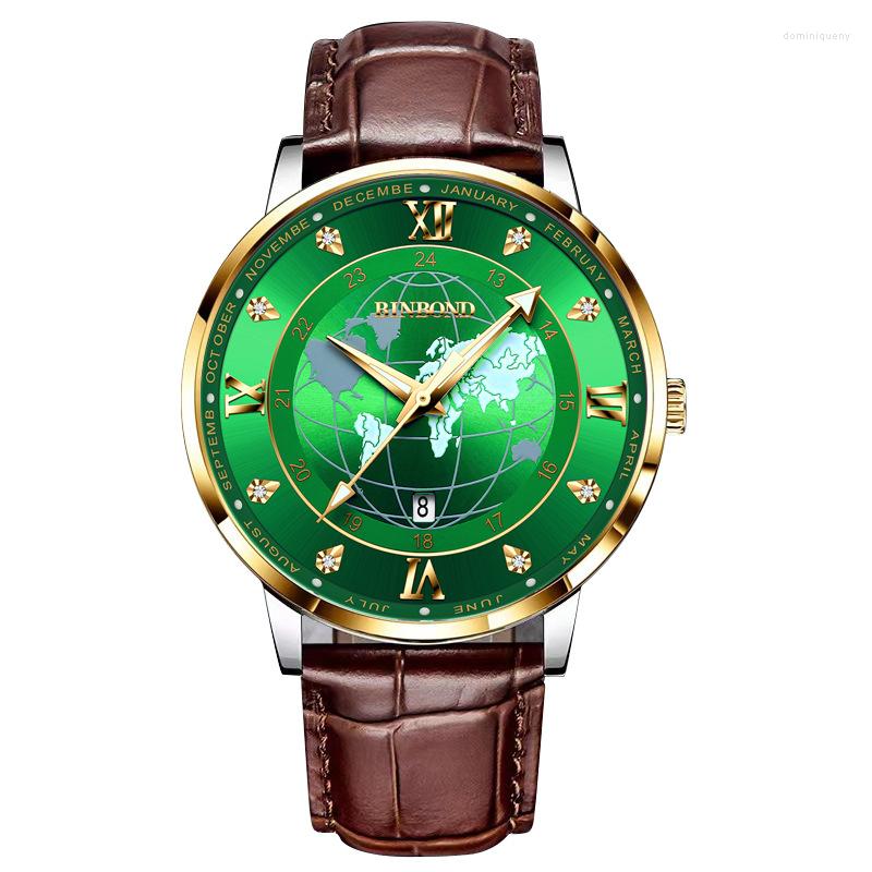 Wristwatches Binbond Explosion Benton Ultra Thin Men's Waterproof Real Belt Globe Quartz Watch Calendar Glow At Night 50m
Wristwatches Binbond Explosion Benton Ultra Thin Men's Waterproof Real Belt Globe Quartz Watch Calendar Glow At Night 50m