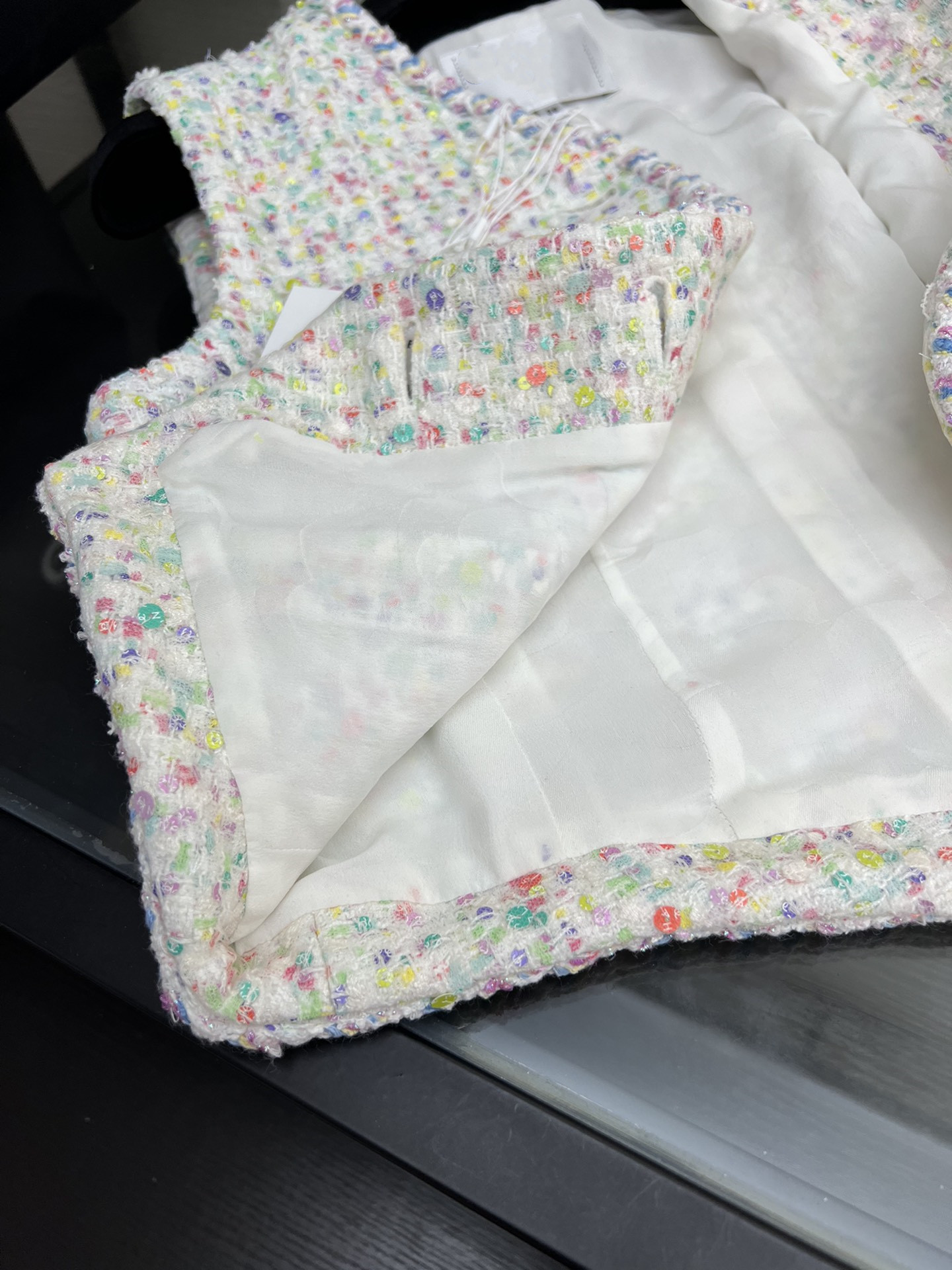 Chan New 2023 spring Women's brand jacket OOTD Fashion top-grade tweed waistcoat tops vest LOGO tweed coat summer Coats Short coat cardigan birth