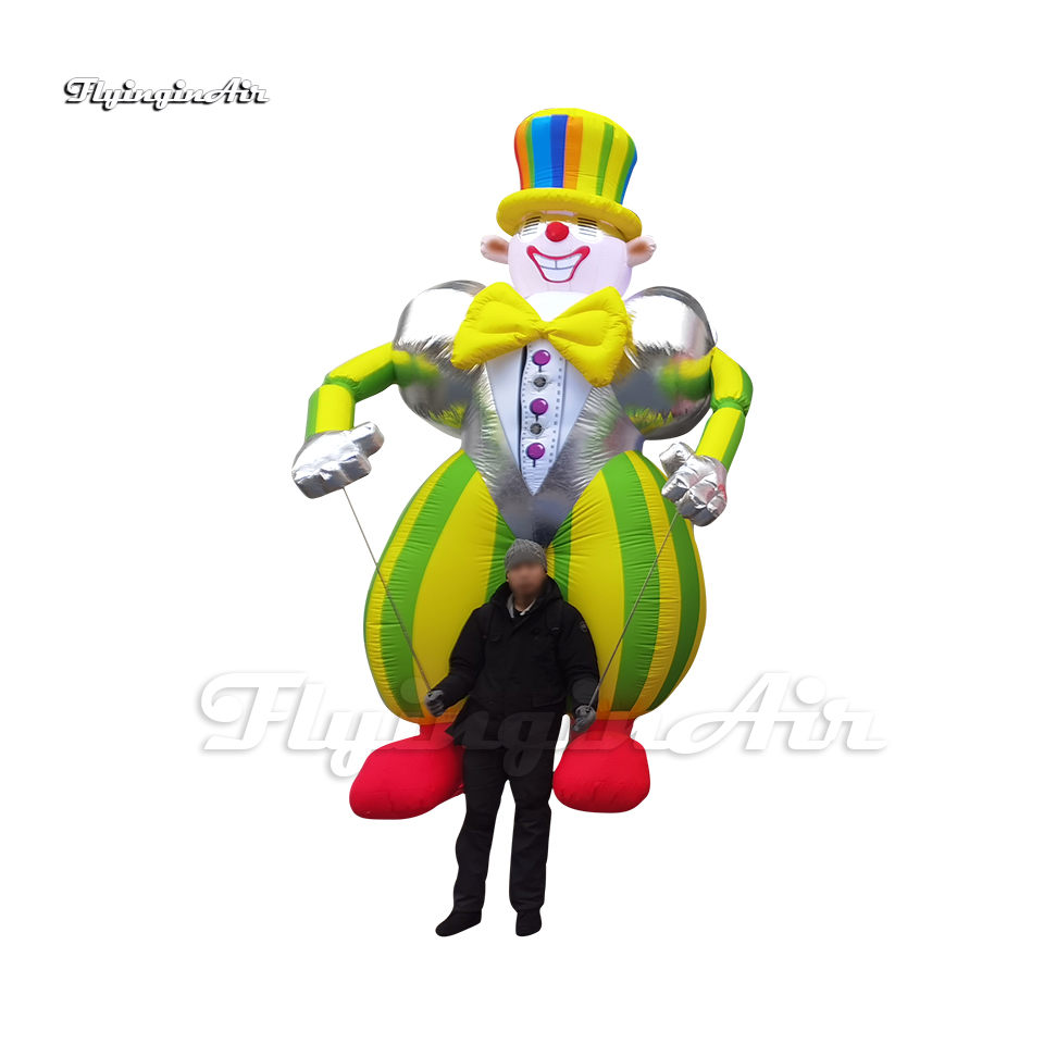 Walking Inflatable Clown Puppet Parade Performance Wearable Blow Up Cartoon Figure Doll For Carnival Event Show