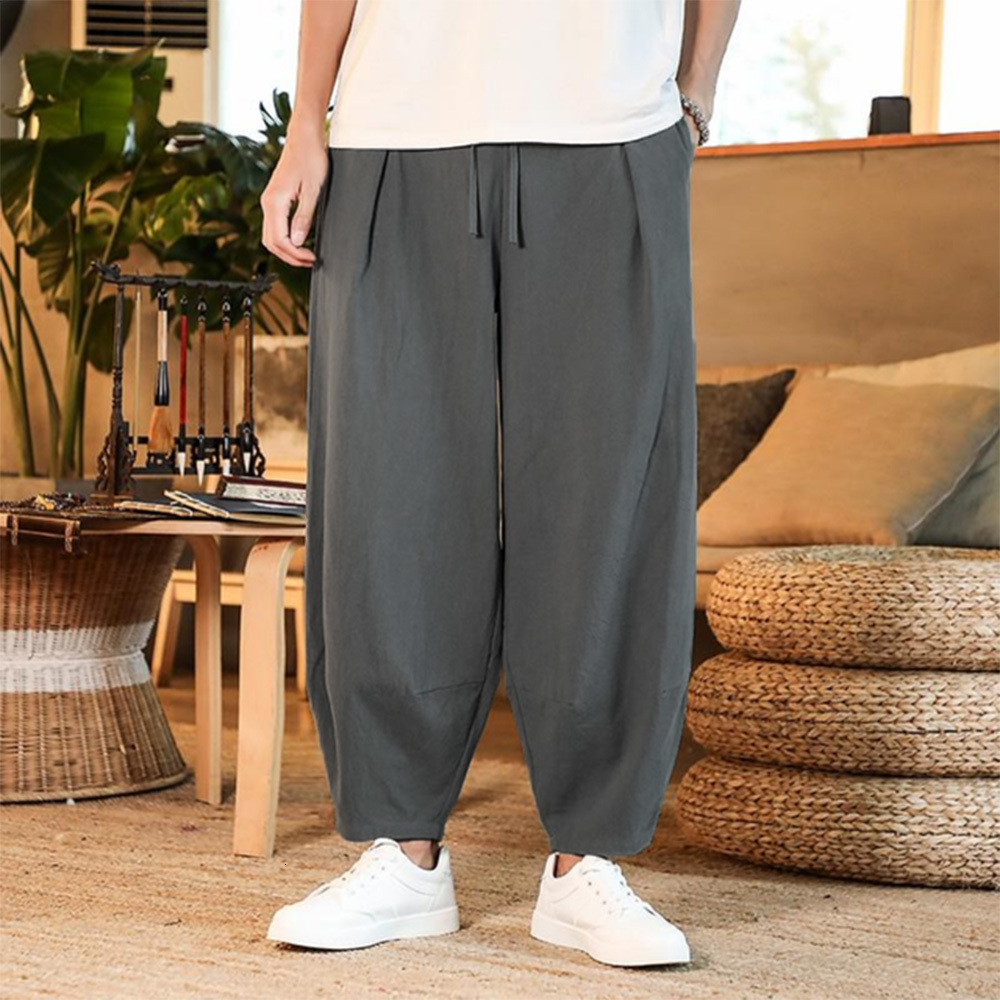 Men's Pants Men's Pants Cotton and Linen Male Summer Solid Color Mens Trousers Loose Fitness Baggy Streetwear Plus Size M-5XL 230320