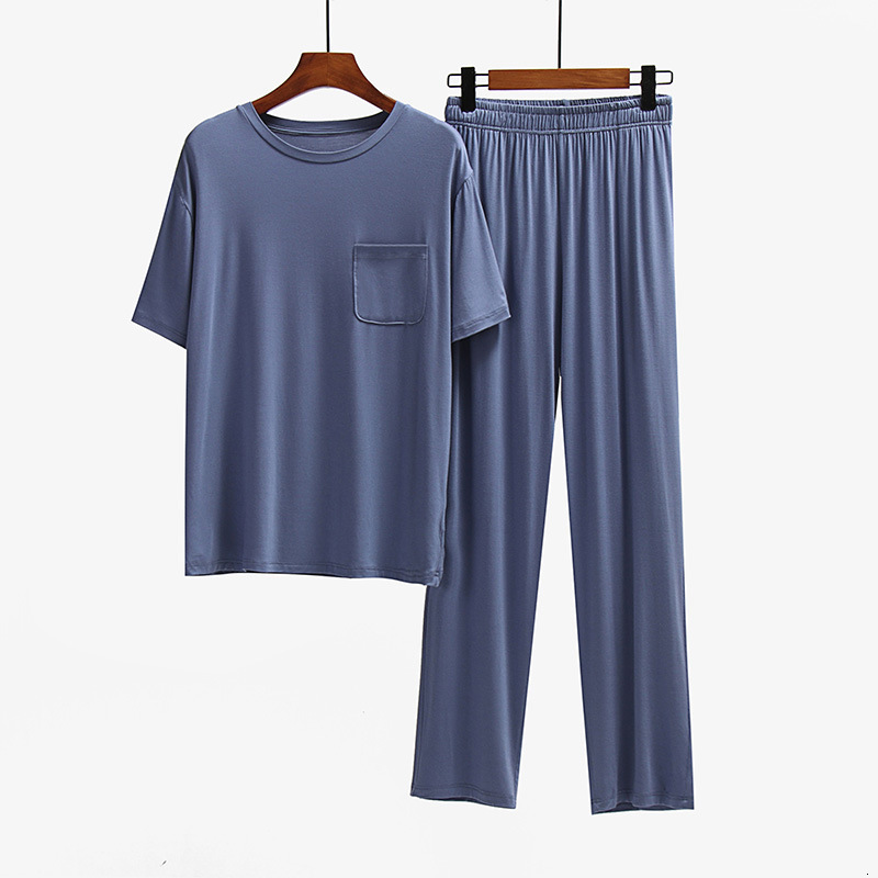 Men's Sleepwear Modal Men's Pajamas Sets Spring Summer Short Sleeve O Neck Lounge Wear High Quality Plus Size Home Clothes For Men Suit 2303