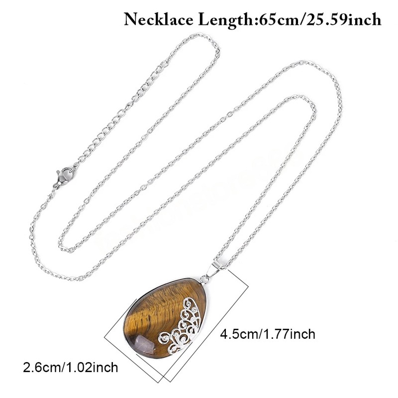 Water Drop Crystal Pendant Necklace for Women Butterfly Wing Natural Stone Amethysts Quartz Healing Necklace Jewelry