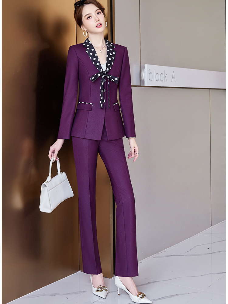 Women's Elegant Black Green Purple Blazer Suit - Formal Office Work Wear, 2 Piece Set