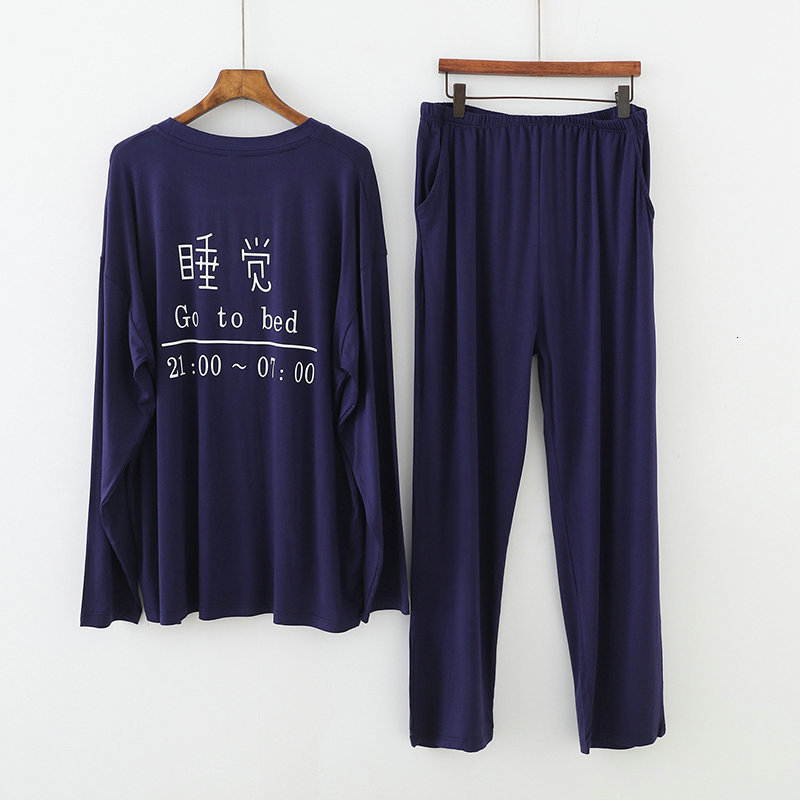 Men's Sleepwear Spring Autumn Four Seasons Pure Cotton Sleeping Couple Pajamas Set Men And Women House Wear Long-Sleeved Loose Home Clothes 23032