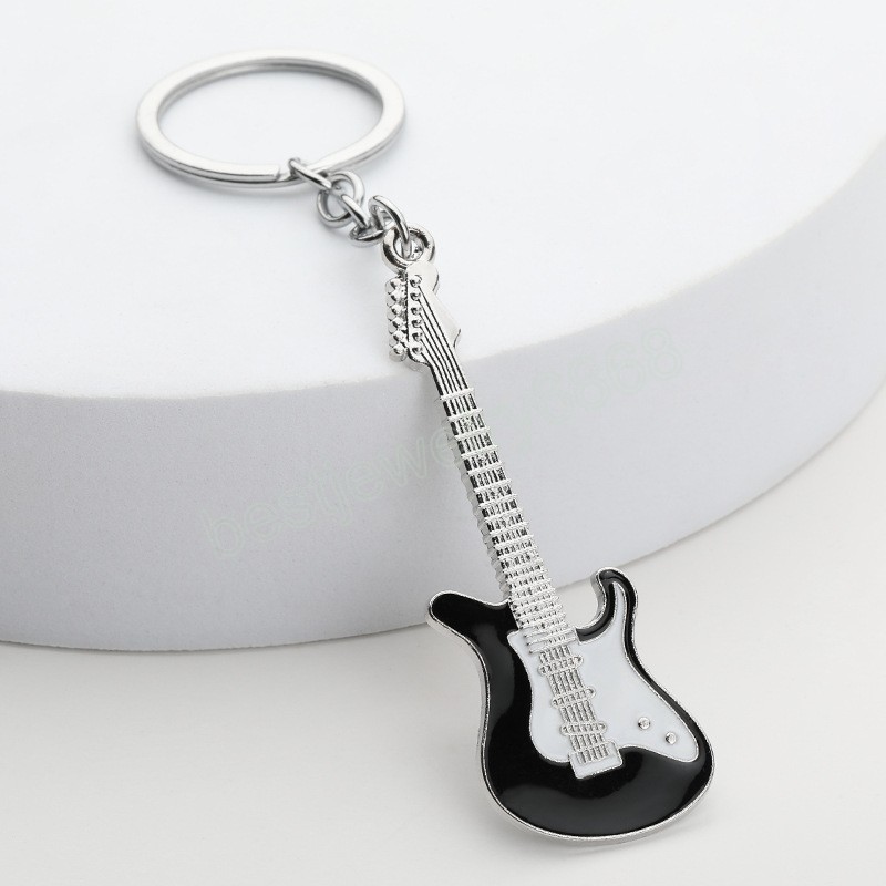 Classic Guitar Keychain Musical Instrument Pendant Key Ring Metal Key Holder Guitar Keychain Gift for Men Women Fashion Jewelry