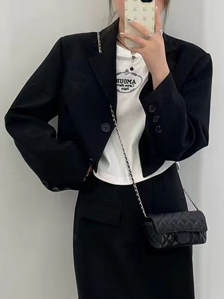 Two Piece Dress Autumn Women Vintage Blazer Skirts Suit Casual Cropped Jackets High Waist Bodycon Saya 2 Pieces Set Female Fashion Clothes 230320