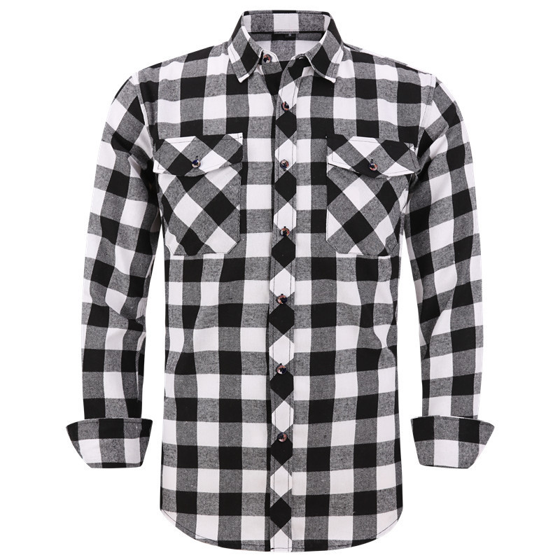 Men's Casual Shirts Men's Plaid Flannel Shirt Spring Autumn Male Regular Fit Casual Long-Sleeved Shirts For USA SIZE S M L XL 2XL 230320