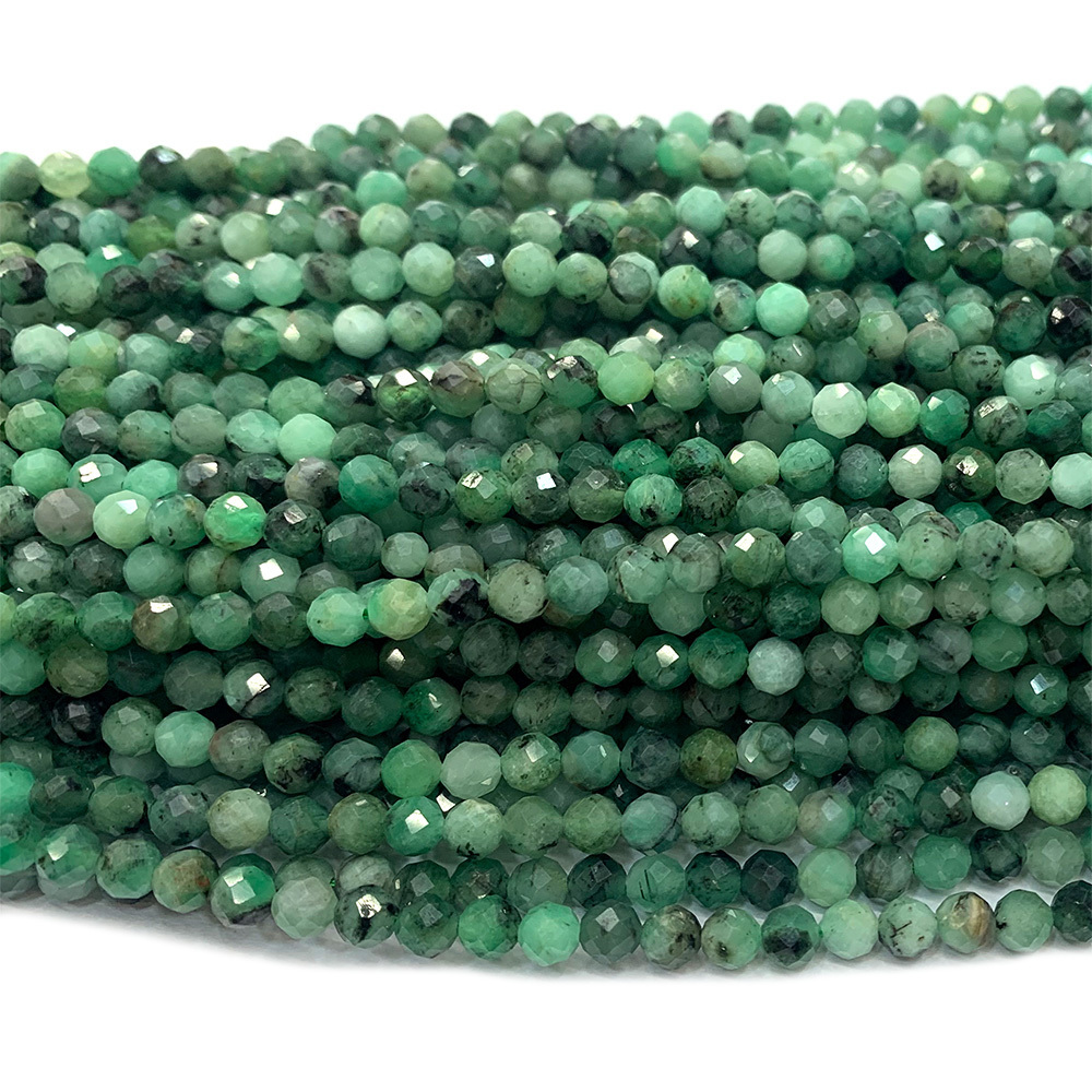 Beaded Necklaces Veemake Emerald Natural Stones Gemstones DIY Necklace Bracelets Earrings Ring Faceted Round Beads For Jewelry Making 230320