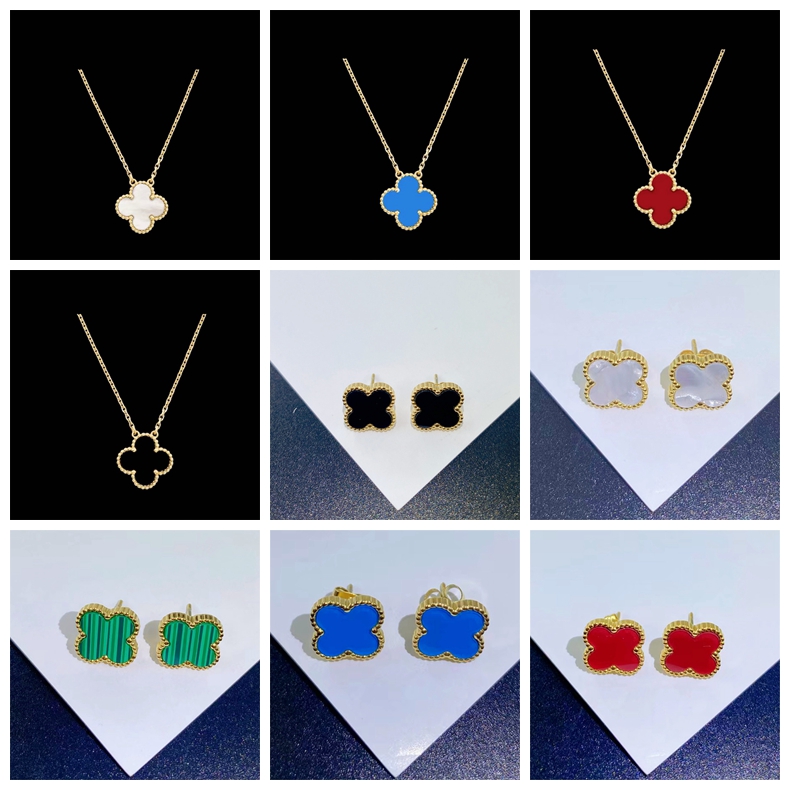 Elegant Design Design Clover Pendant Necklace 18K Gold Stainless Steel Earring Jewelry for Women Gift