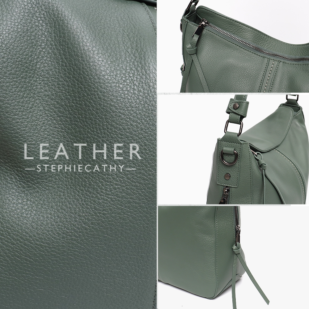 Evening Bags SC Real Cow Leather Slouchy Shape Hobo Bag Wide Strap Handle Over Shoulder Crossbody for Work Daily Life Big Capacity Soft 230320