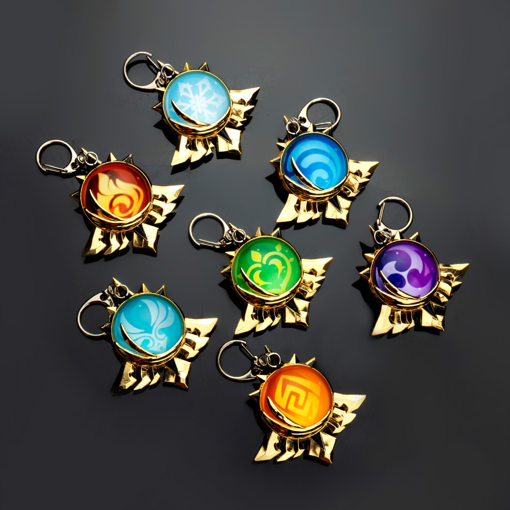 Key Rings Genshin Impact Trinket Mondstadt Liyue Sumeru Fatui Vision Of God chains Anime Accessories Bag Pendant High Quality 230320