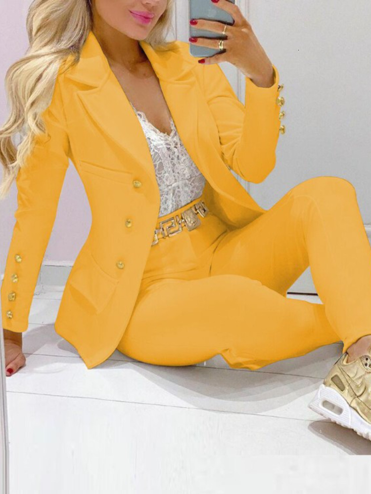 Women's Suits Blazers Pink Ladies Business Suits Office Wear Women's Casual Fashion 2 Piece Set Blazer Pants Female Trouser Pant Suit 230320