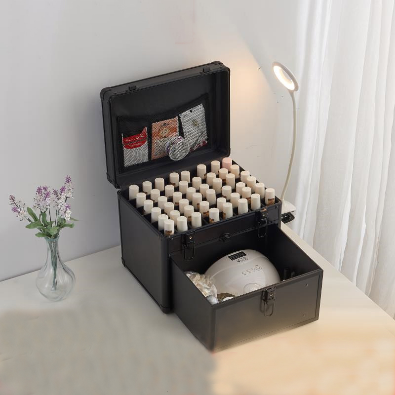 Suitcases Portable Shoulder Strap Travel Cosmetic Suitcase With Makeup Artist Household MultiLayer Nail Tattoo Tool Storage Box 230317