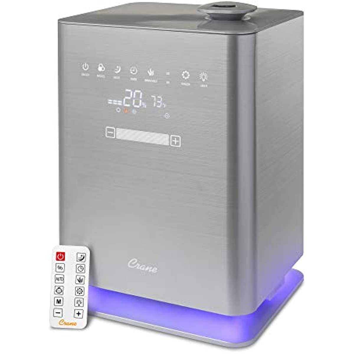 Warm and Cool Mist Top Fill Humidifier with Remote, 1.2 Gallon, 500 Sq. Ft Coverage, UV Ionizing Light, Metallic
Warm and Cool Mist Top Fill Humidifier with Remote, 1.2 Gallon, 500 Sq. Ft Coverage, UV Ionizing Light, Metallic