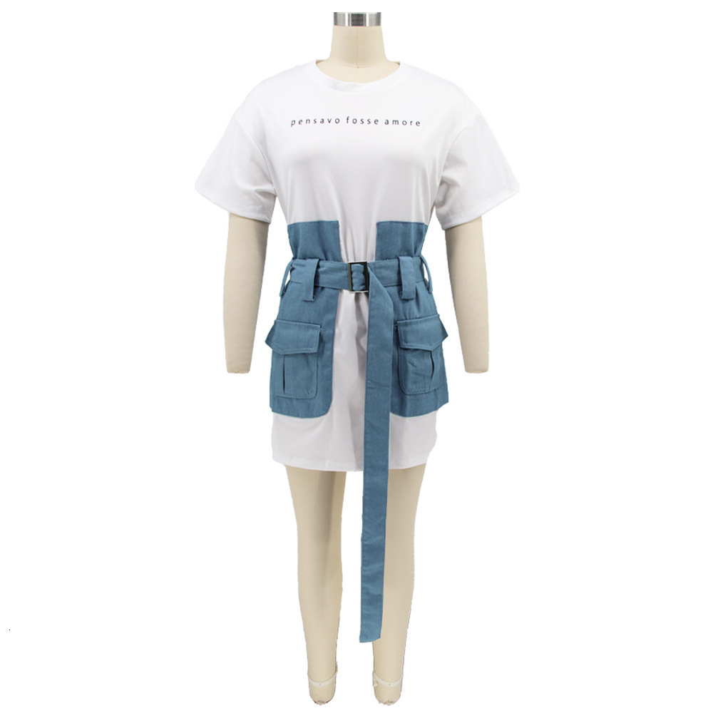 Womens Two Piece Pants Women Full Sleeve Jean Patchwork Short Dresses Female Autumn Casual Bodycon Denim Sweatshirt Fashion Streetwear 230320