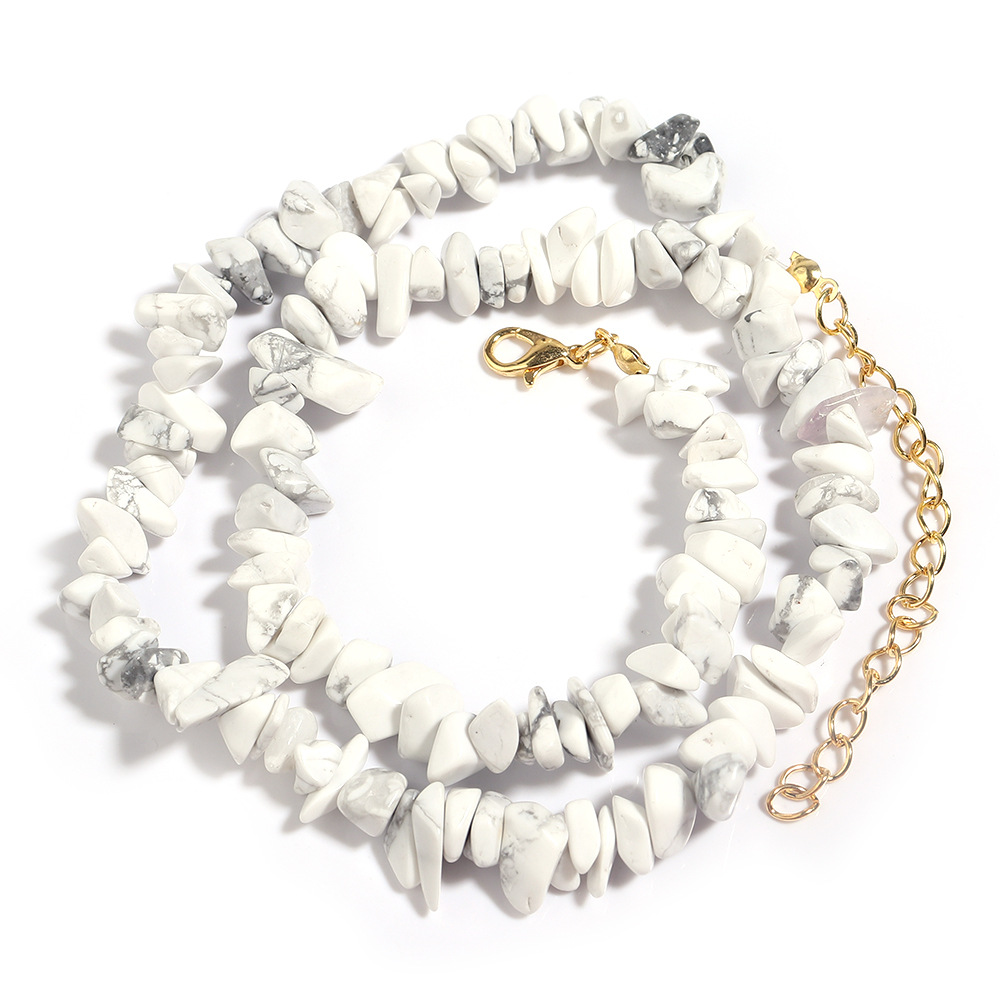 Natural Stone Choker Necklace Irregular Healing Gravel Amethyst Fluorite Aquamarines Crystal Quartz Chip Beads Necklace