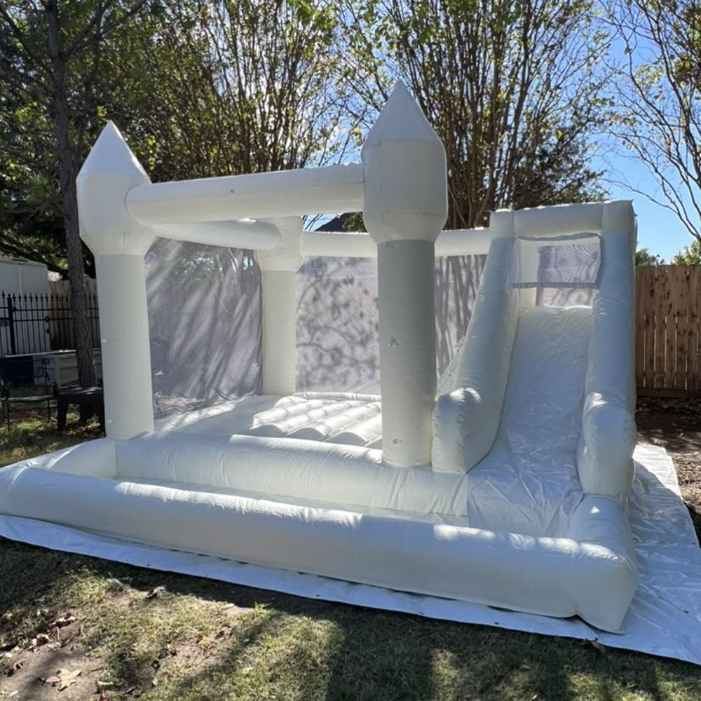 wholesale Outdoor Rental Inflatable White Bounce House Bouncer castles Wedding Bouncy jumping Castle jumper With Slide ball pit For Kids with blower f