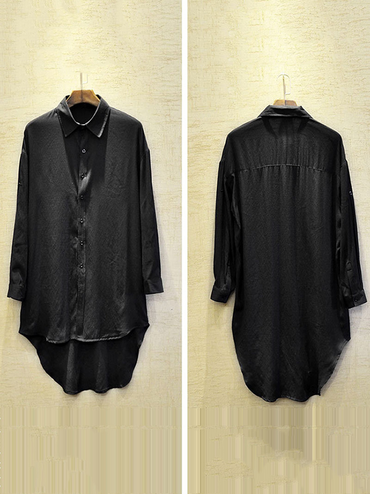 Men's Casual Shirts PFNW Autumn Spring Fashion Darkwear Men Irregular Swallow Tail Long Sleeve Shirt Casual Korean Solid Tops 12A3166 230320