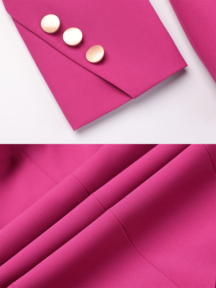 Women's Suits Blazers Women Long Sleeve Formal Blazer Coat Pink Blue Black Solid Ladies Female Single Button Business Work Wear Slim Jacket 23032