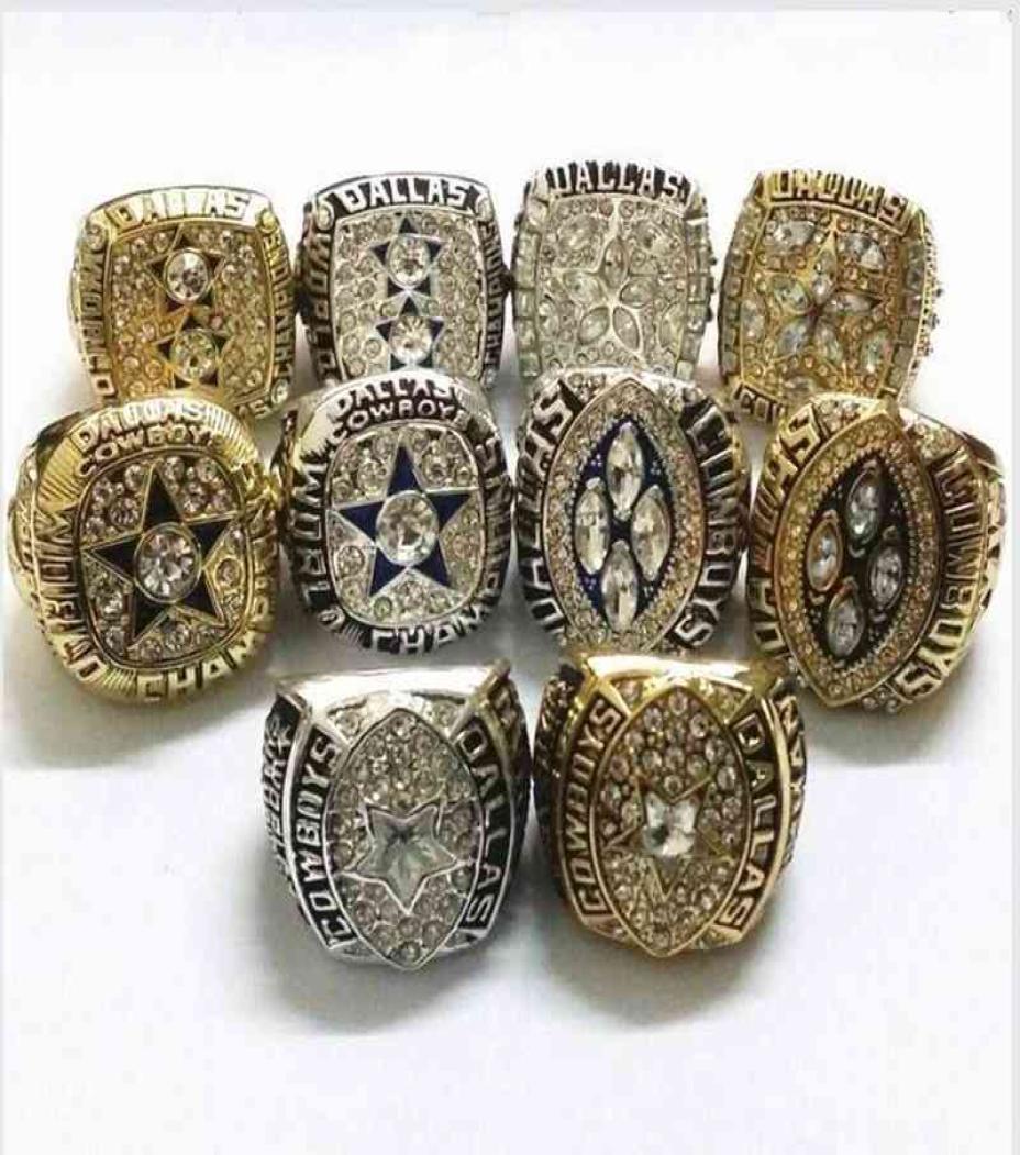 10pcs set 1971 1977 1992 1993 1995 cowboys ship ring size 11 souvenir fan whole drop