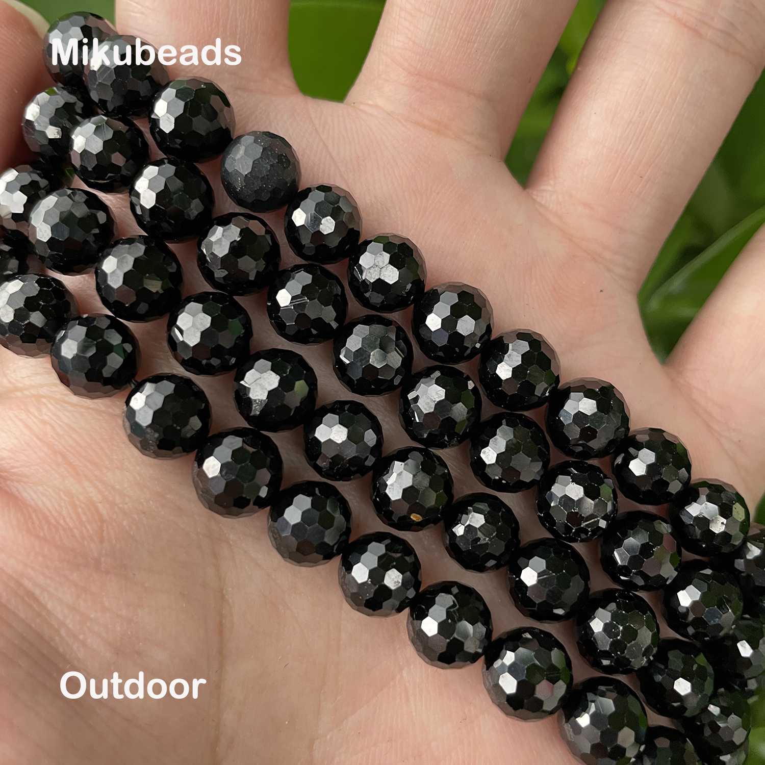 Beaded Necklaces Natural Black Spinel 8mm Faceted Round Beads Shinny Stone For Jewelry Making DIY Bracelet Necklace Free Shipment 38cm 230320