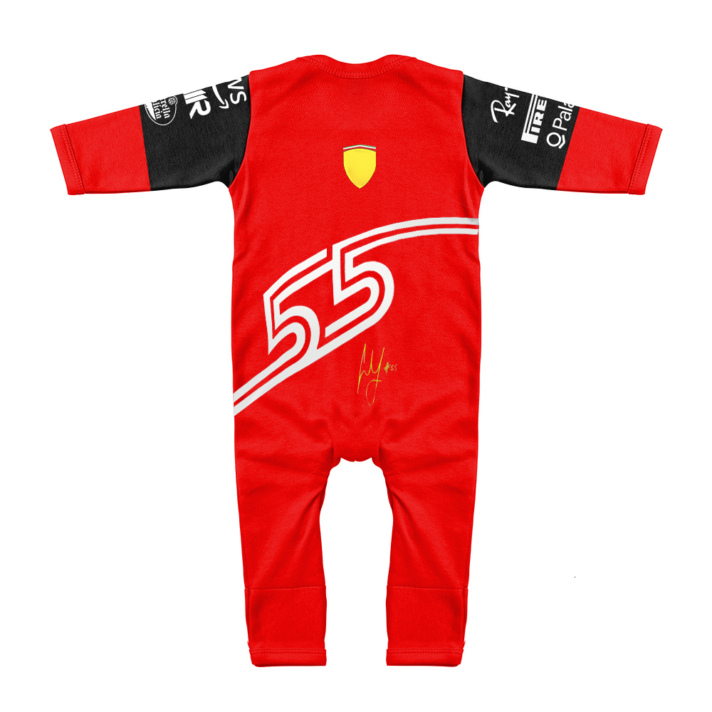 Rompers Season Racing F1-75 Model 16-55 Yards Baby Jumpsuit Red Extreme Sports Fan Romper Indoor And Outdoor Clothing 230317