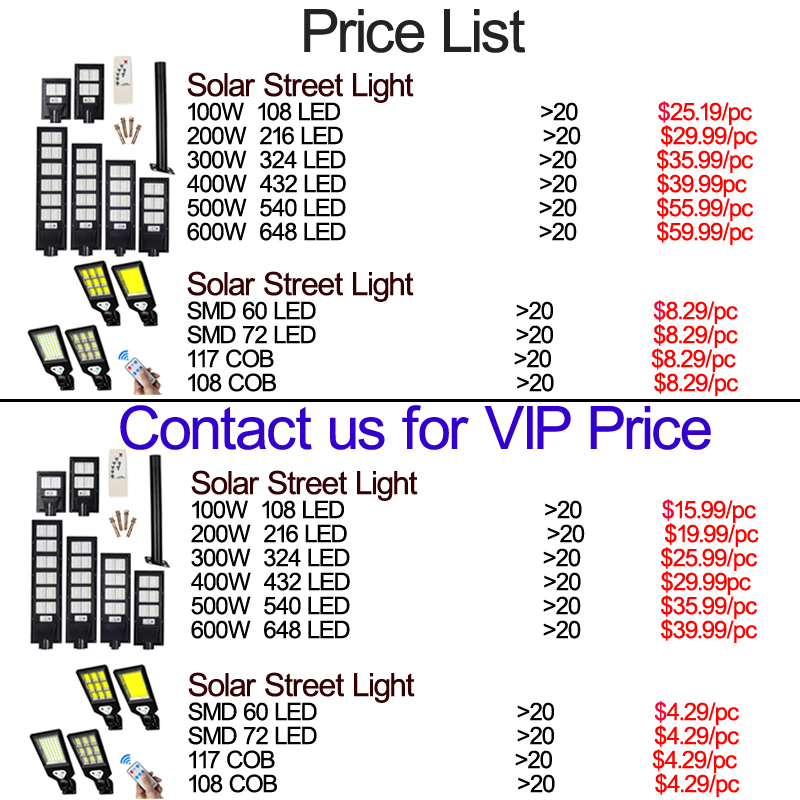 Outdoor Commercial 400W 500W 600W LED Solar Street Light IP67 Dusk-to-Dawn Roads Lamps Pole usalight