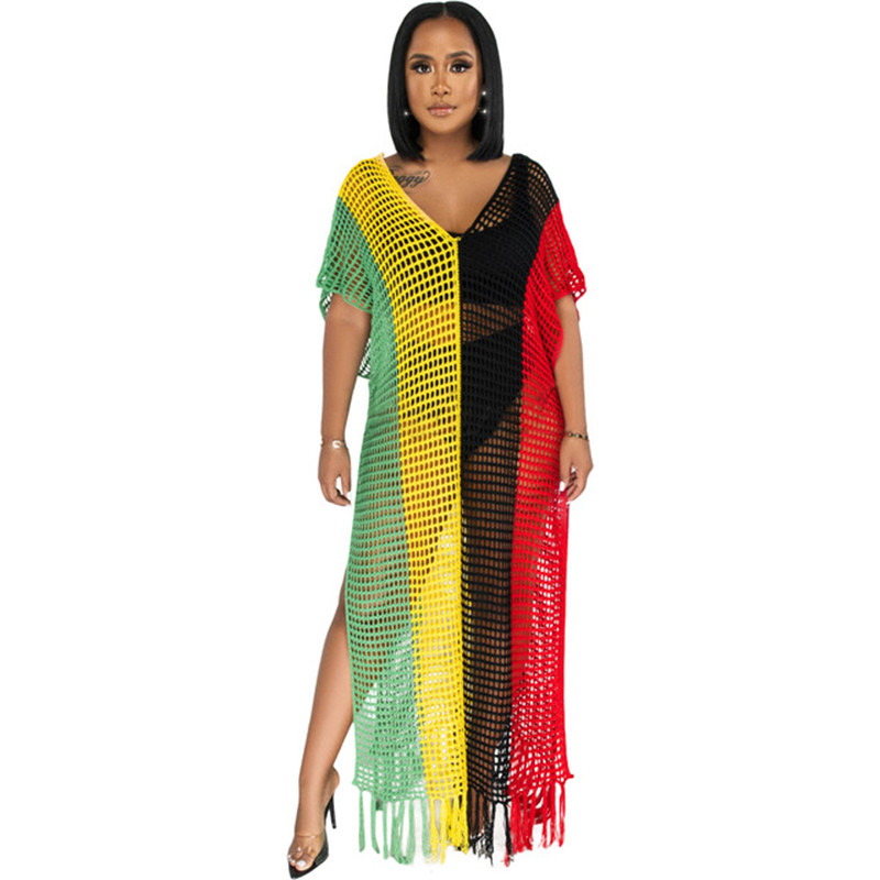 Crochet Beach Dress Women Colorful Knitted Beach Cover Up Transparent Handmade Tassel Patchwork Swimsuit Holiday Bathing Suits
Crochet Beach Dress Women Colorful Knitted Beach Cover Up Transparent Handmade Tassel Patchwork Swimsuit Holiday Bathing Suits