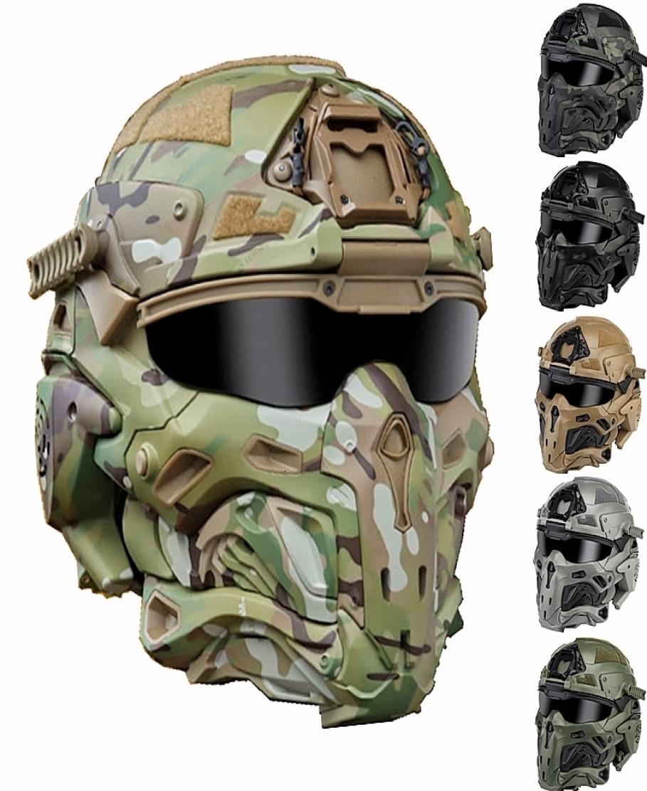 Protective Gear WRonin Assault Tactical Mask with Fast Helmet and Tactical Goggles Airsoft Hunting Motorcycle Paintball Cosplay Pr
