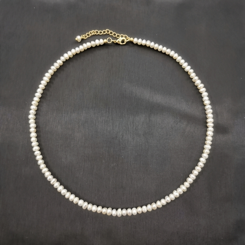 Beaded Necklaces 4mm White Freshwater Pearl Necklace 14K Gold Filled Adjustable Chain Pearls Beaded Exquisite Choker Collier Perles Perlas Women 23032