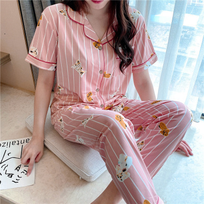 Women's Sleepwear Pyjamas women short sleeve long pant summer sleepwear pajamas set cute cartoon cotton pijamas suit home clothes 15 styles 23032