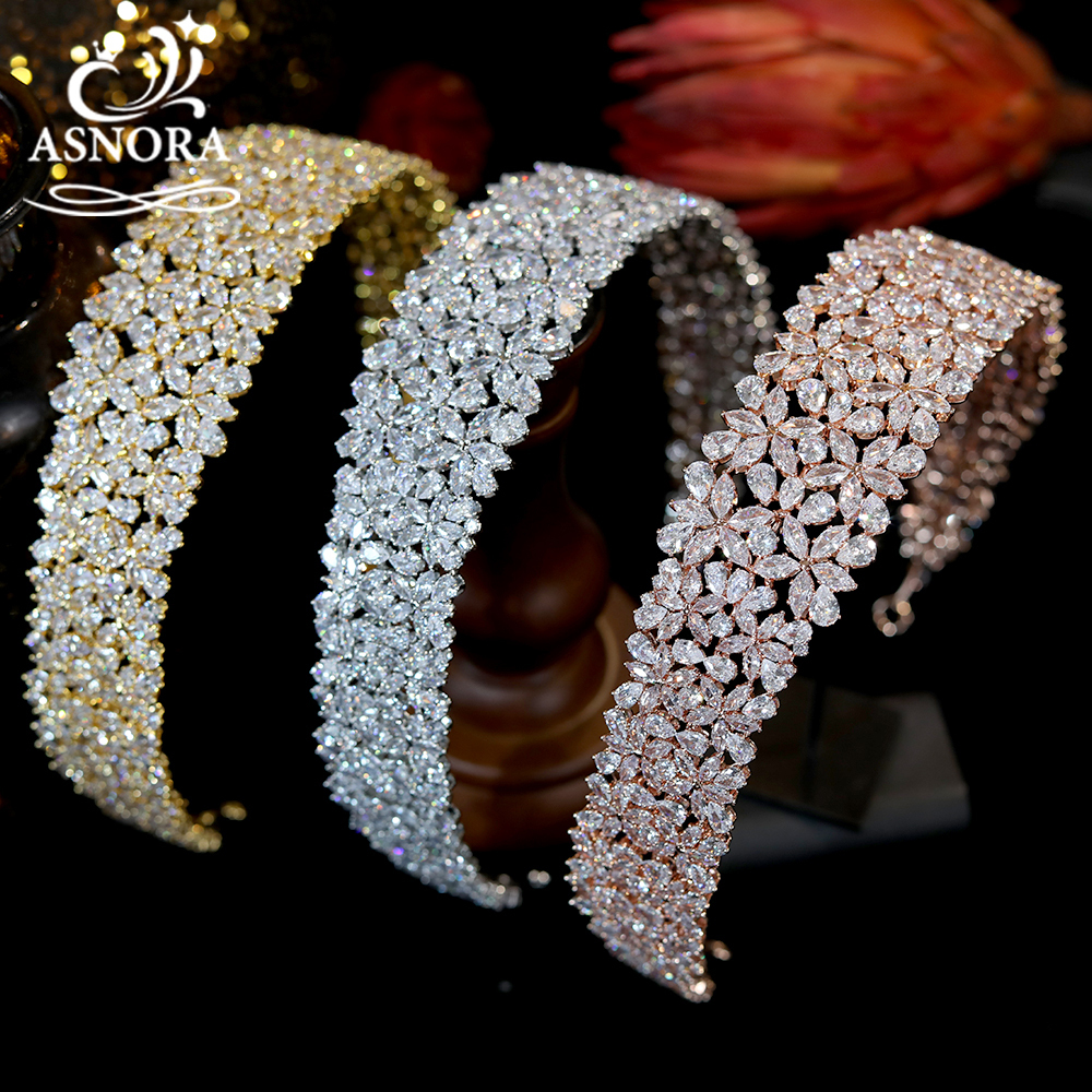 Wedding Hair Jewelry ASNORA CZ Tiaras And Crowns For Women Princess Crown Halo Headband Ladies Tiara Wedding Hair Accessories Bridal 230320