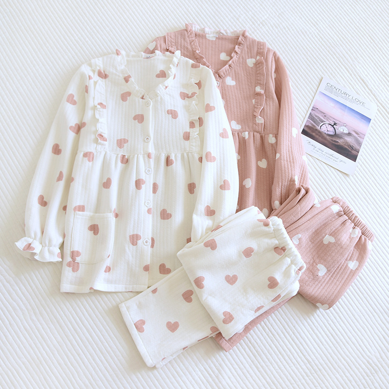 Women's Sleepwear Fdfklak Loose Long Sleeve Pijama Female Set Pyjamas 100% Cotton Pajamas For Women Sleepwear Homewear Sleep Lounge Autumn Winter