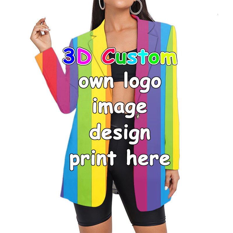 Women's Suits Blazer's Suit Camouflage Blazers Skull Floral Custom Lady Long Beer Bottle Dropship Plaid Printed Wholesale Oversized Coat 230