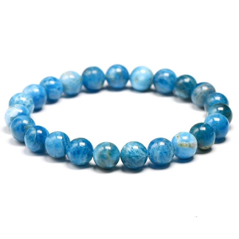 Charm Bracelets Natural Ocean Blue Apatite Stone 6mm 8mm 10mm Beads Bracelet Women Men Meditation Jewelry Round Gem Beaded Bracelets Gift 230320