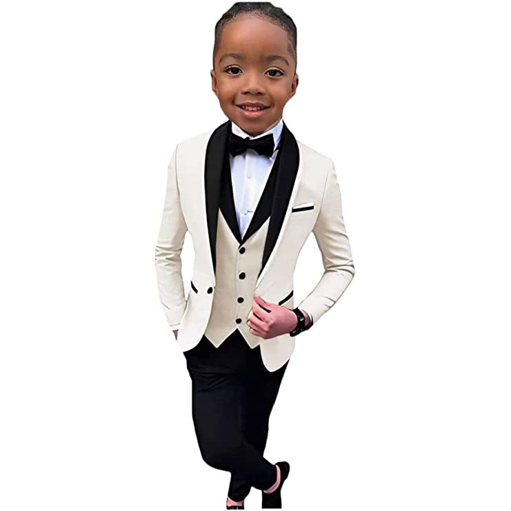 Boy Suits Formal Wear Tuxedos Little Boys Groomsmen Kids For Wedding Dinner Party Shawl Lapel Jacket Pants Vest 0510