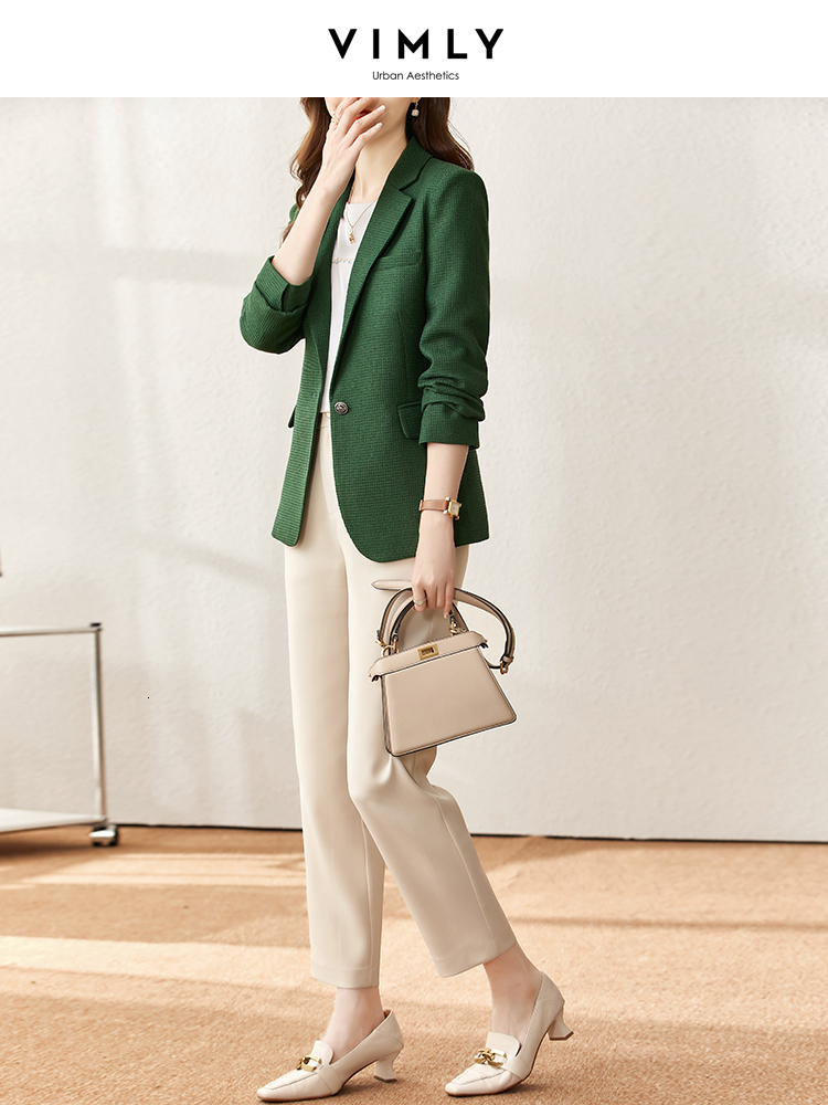 Women's Suits Blazers Vimly 2023 Casual Blazer Spring Jacket Long Sleeve Open Front Work Office Lapel Button Green Suit In Outerwears V7766 23032