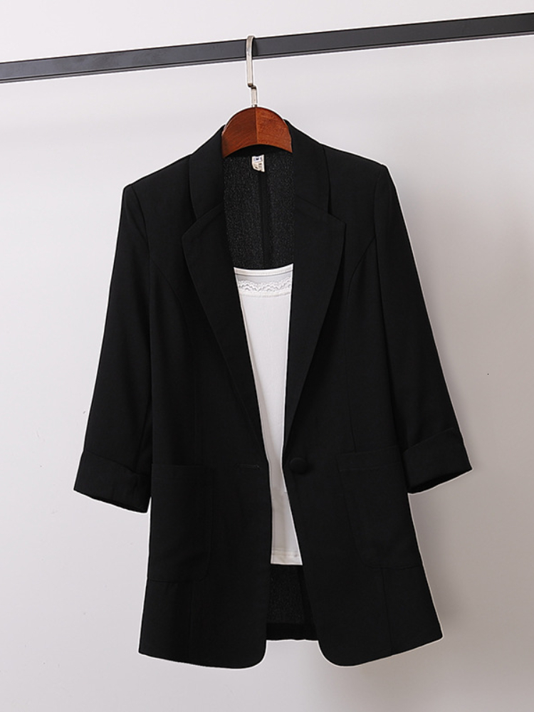 Women's Suits Blazers Spring and Summer Chiffon Midlength Jacket Loose Casual Fashion Small Clothing Women Top Coats Blazer 230321