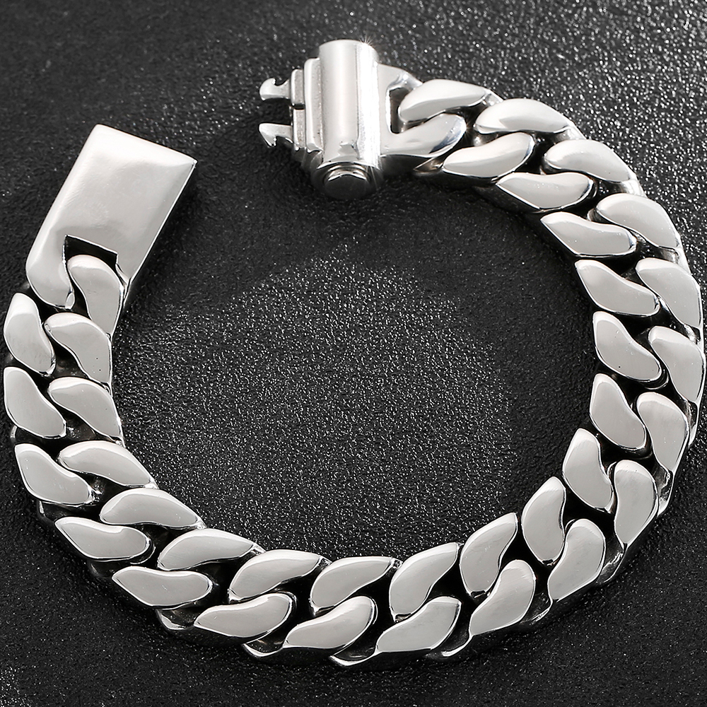 Charm Bracelets Polished Stainless Steel 1314MM Men's On Hand Chain Man Bracelet Chic Style Men's Bracelets Jewelry Accessory Engraveable 23