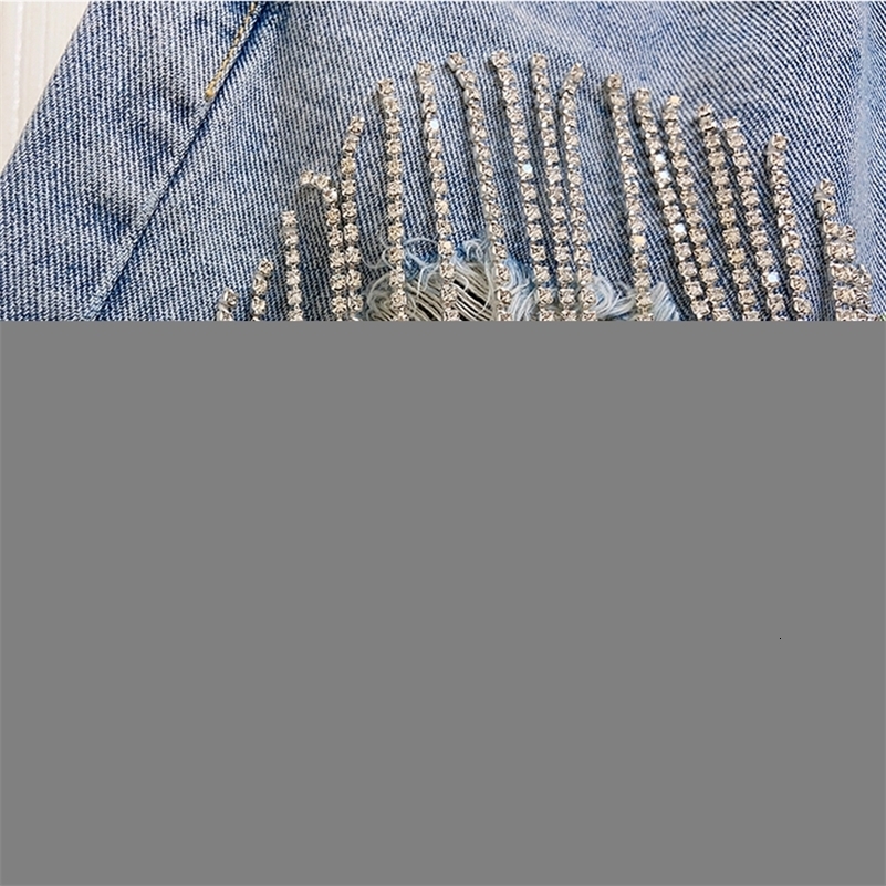 Women's Shorts Summer Fashion Denim Short Women High Street Style Sequins Loose Hole Tassel Female Fit Wild Clothing 230320