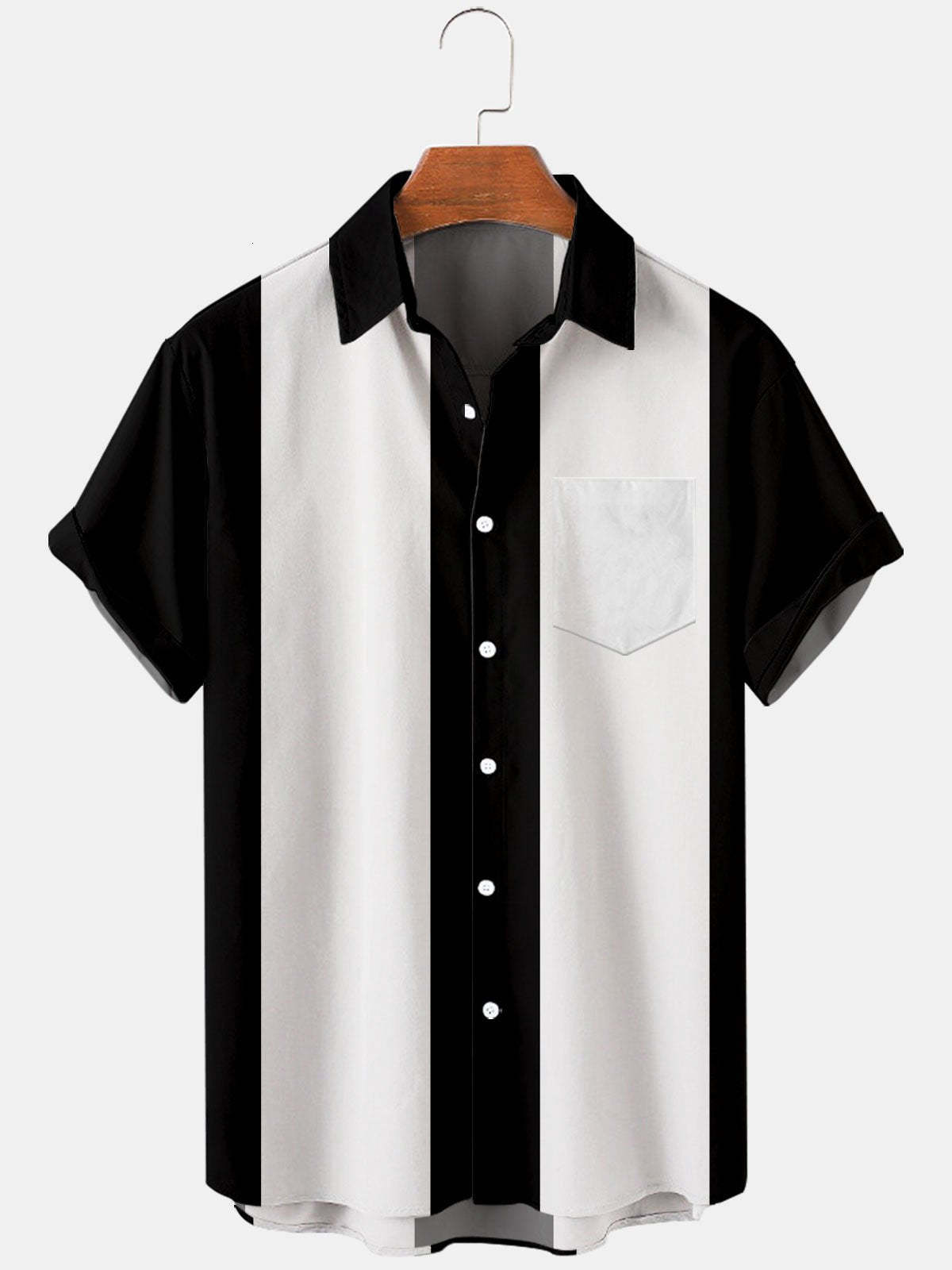 Men's Casual Shirts Striped Shirts for Men Button Up Shirts Short Sleeve Blouse Men's Shirt Vertical Mens Bowling Dress Shirts 230321