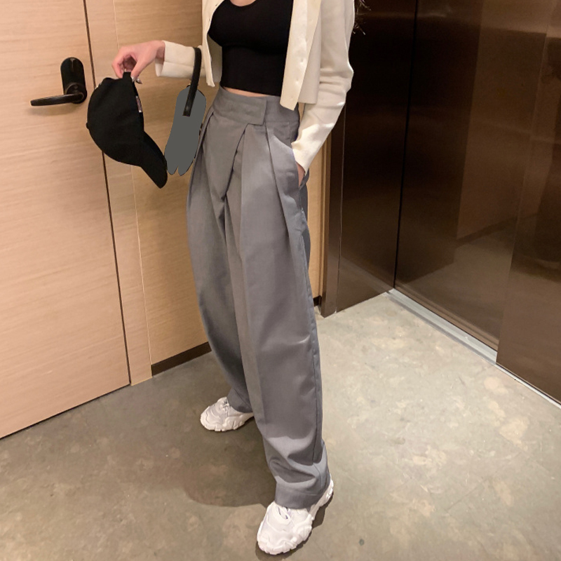 Women's Pants Capris High waist sagging casual pants female Korean version of loose wide legs were thin and versatile straight 230321