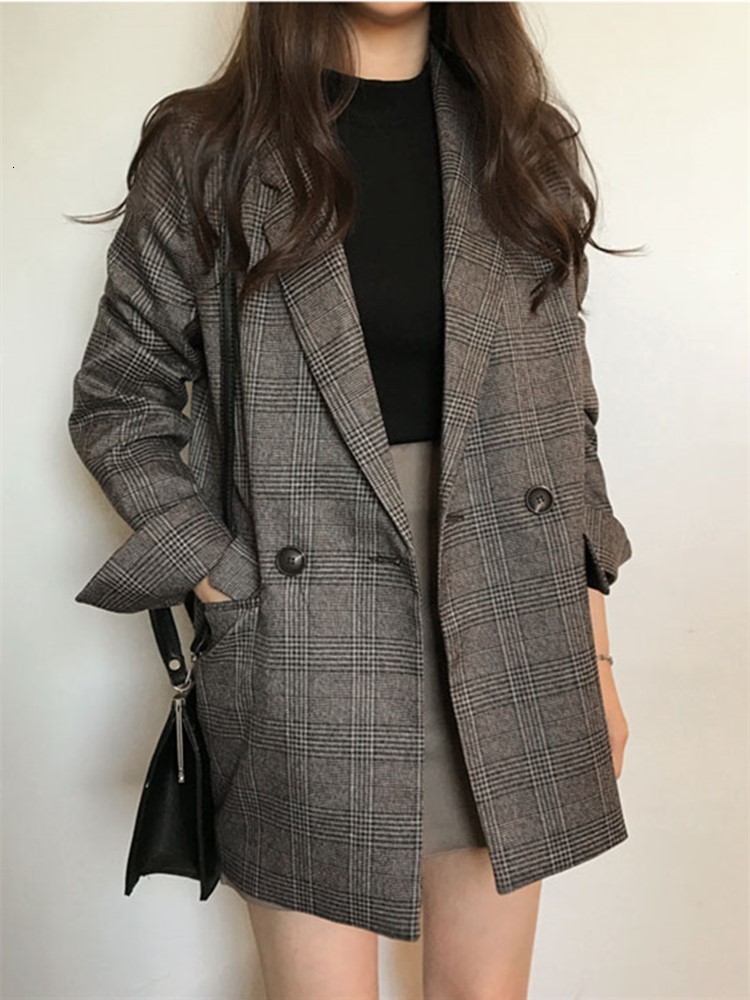 Women's Suits Blazers Spring Women Casual Plaid Elegant Formal Jackets Office Ladies Vintage Business Blazer Femme Fashion Workwear Tops 230321