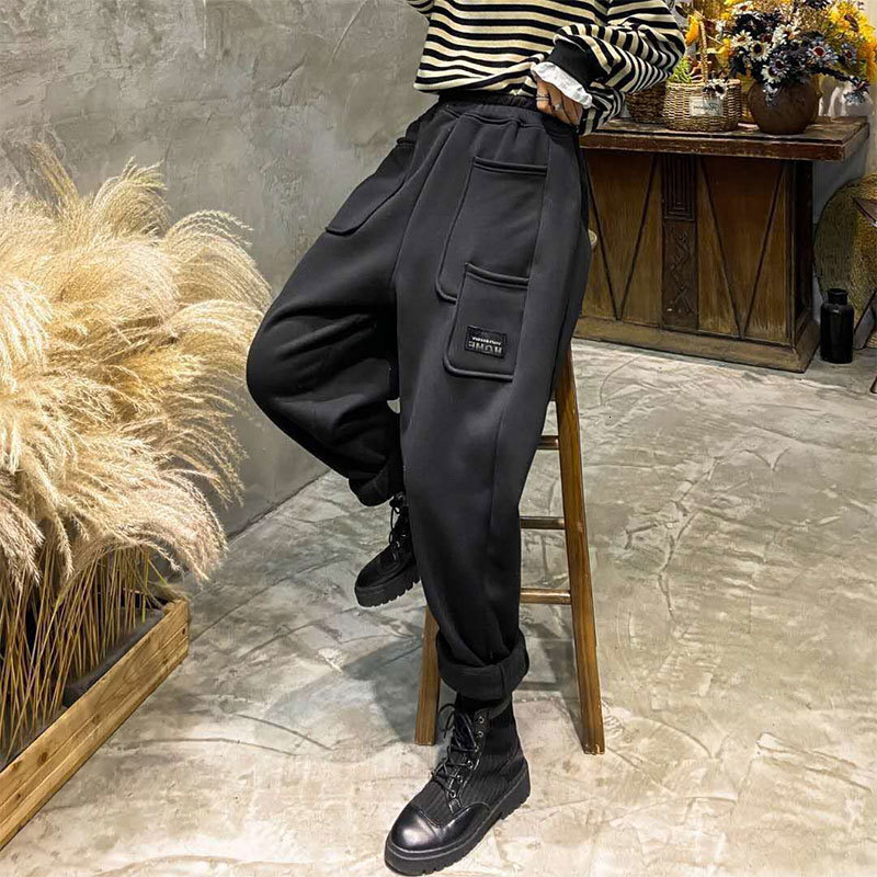 Women's Pants Capris Autumn Winter Arts Style Women Elastic Waist Thicken Warm Harem Pants All-matched Casual Ankle-length Loose Pants V505 23032