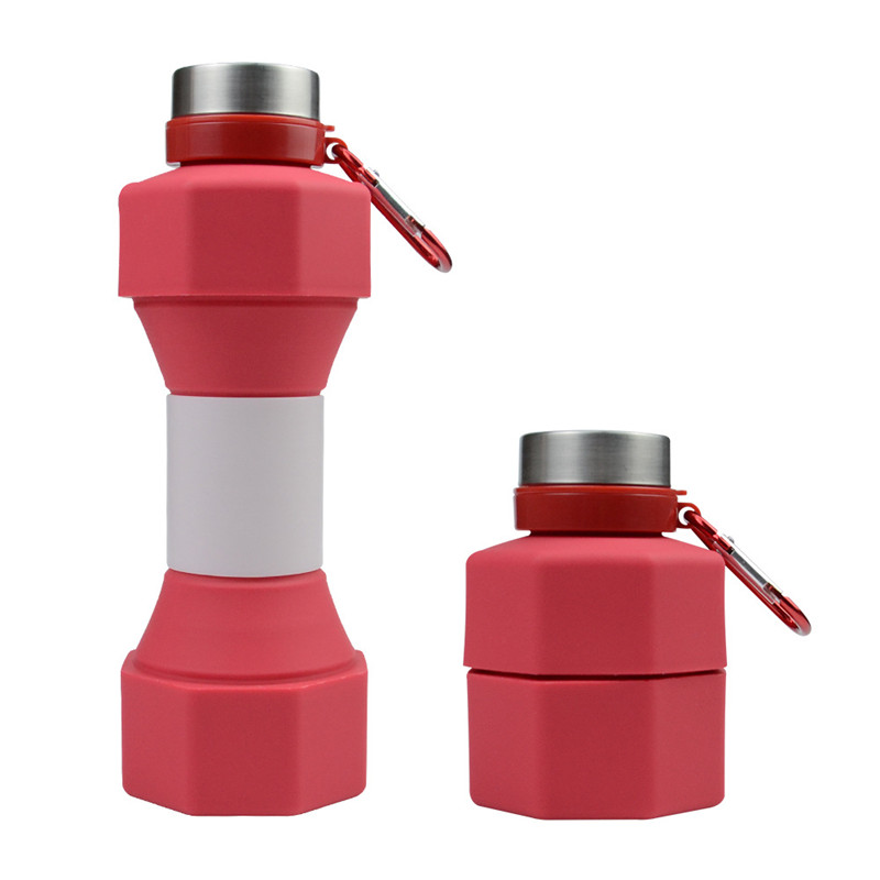 650ml Portable Outdoor Running Fitness Dumbbell Sports Bottle Creative Silicone Folding Water Cup Z260313