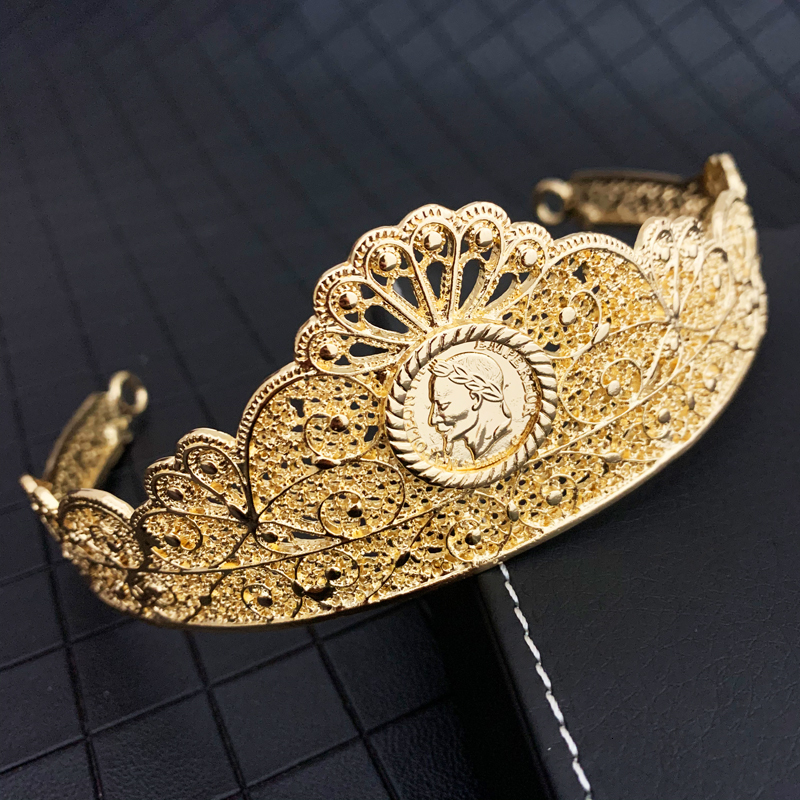 Wedding Hair Jewelry Turkish Metal Gold Color Tiaras and Crowns Coins Headpiece for Women Forehead Hair Jewelry Wedding Accessories 230320