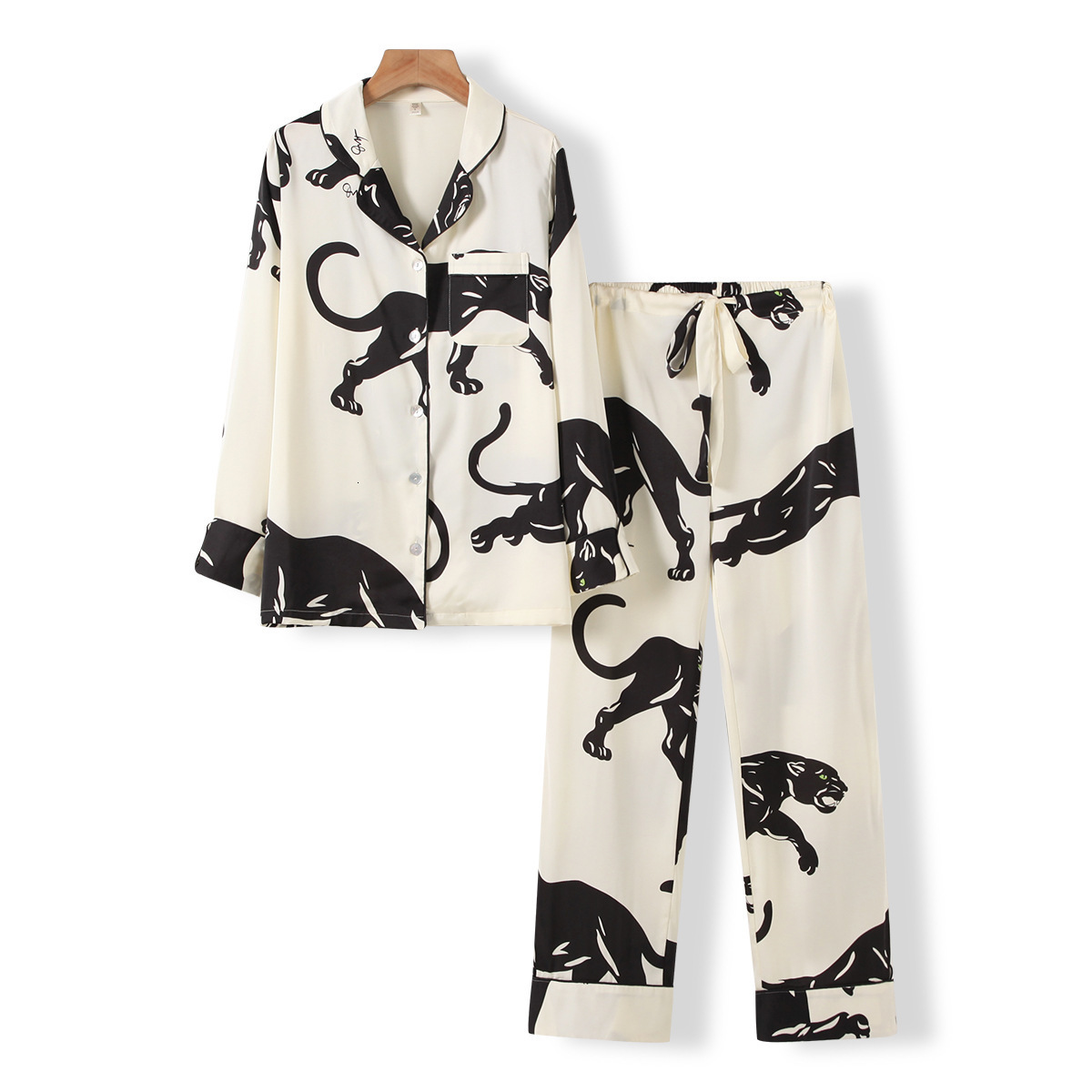 Women's Sleepwear Cute Animals Printed Long Sleeved Trouser Pajamas Suit for Women Autumn Home Clothes Cotton Ladies Loungewear Pajamas Set 23032