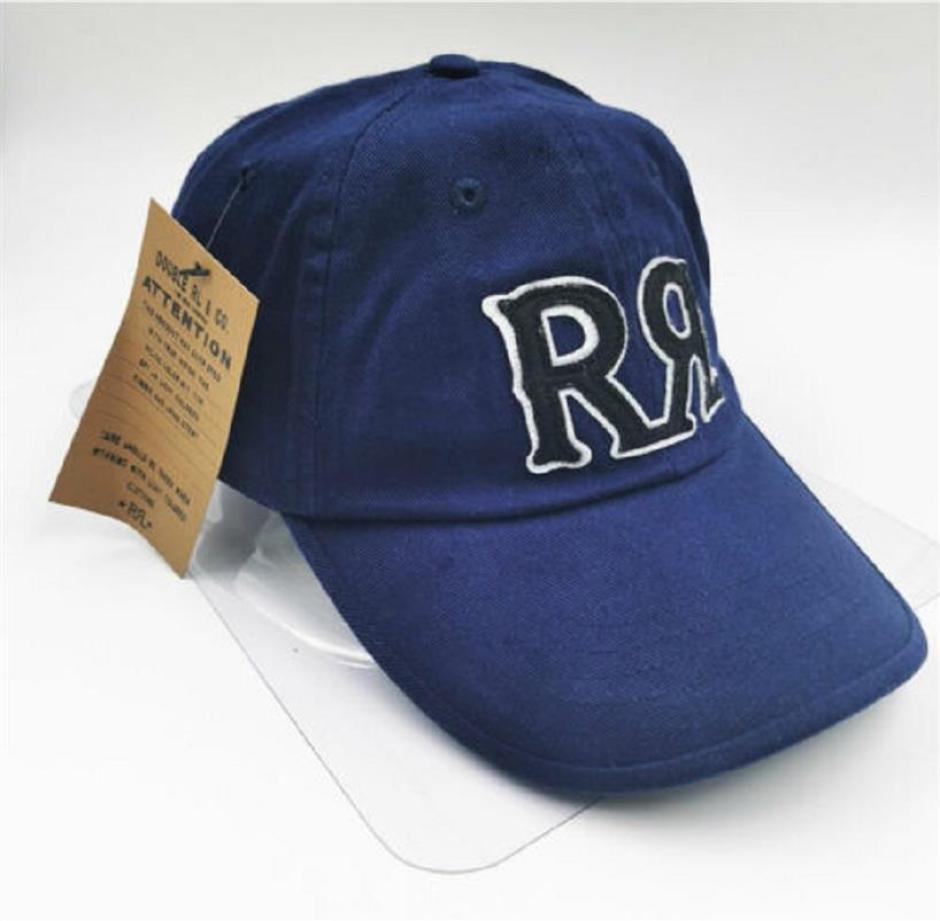 Blue Polo Cap with Double RRL Embroidered 100Cotton Unisex Outdoor Winter Warmer Adjustable265F
